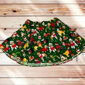 Retrolicious Christmas puppy print skirt, size XL